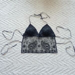 Vintage 90s Y2K Backless Beaded Fairy Halter